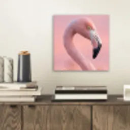 Flamingo - Portret - Roze aluminium wit klein -sfeer1