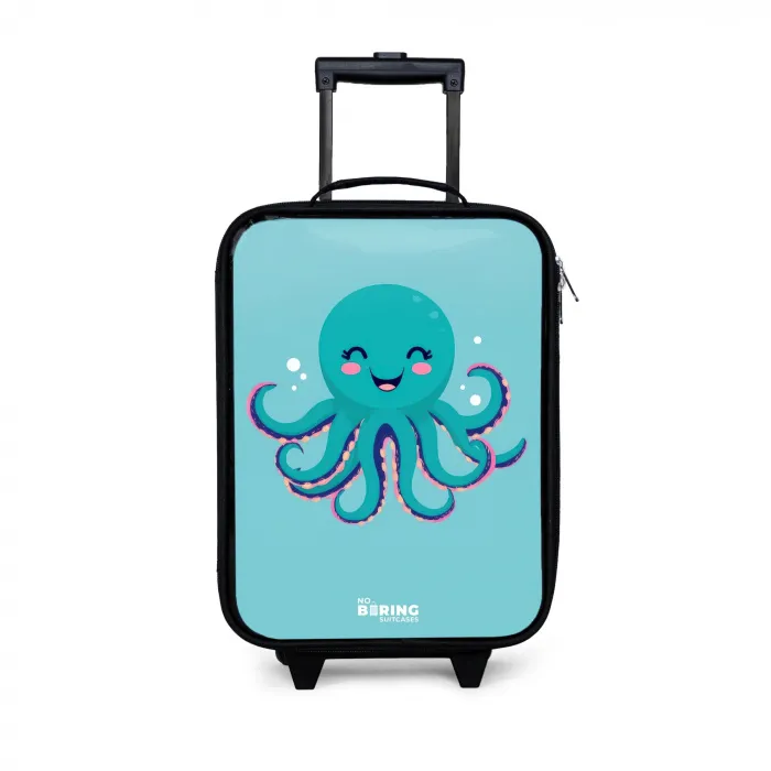 Octopus - Water - Blauw Kinderkoffer - Zwart klein -3d
