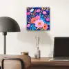 Bloemen - Blauw - Roze aluminium wit klein -sfeer5
