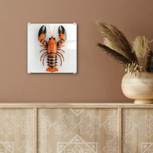Kreeft - Zwart - Oranje - Wit - Uniek plexiglas 5mm klein -sfeer5