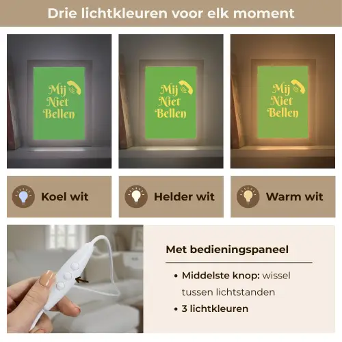 Mij niet bellen - Telefoon - Groen Light Box met kabel (Tafellamp) klein -USP_lichtkleurNL