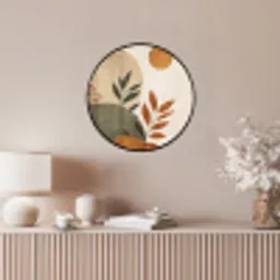 Vormen - Rond - Bladeren - Beige Fotolijst rond zonder passe partout klein -sfeer3