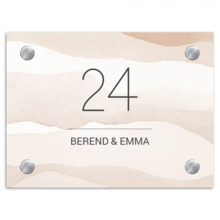 Beige lagen - Klassiek Naambord Rechthoek middel -3d