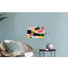 Abstract - Roze - Lappen - Vormen - Geel Muursticker klein -plant