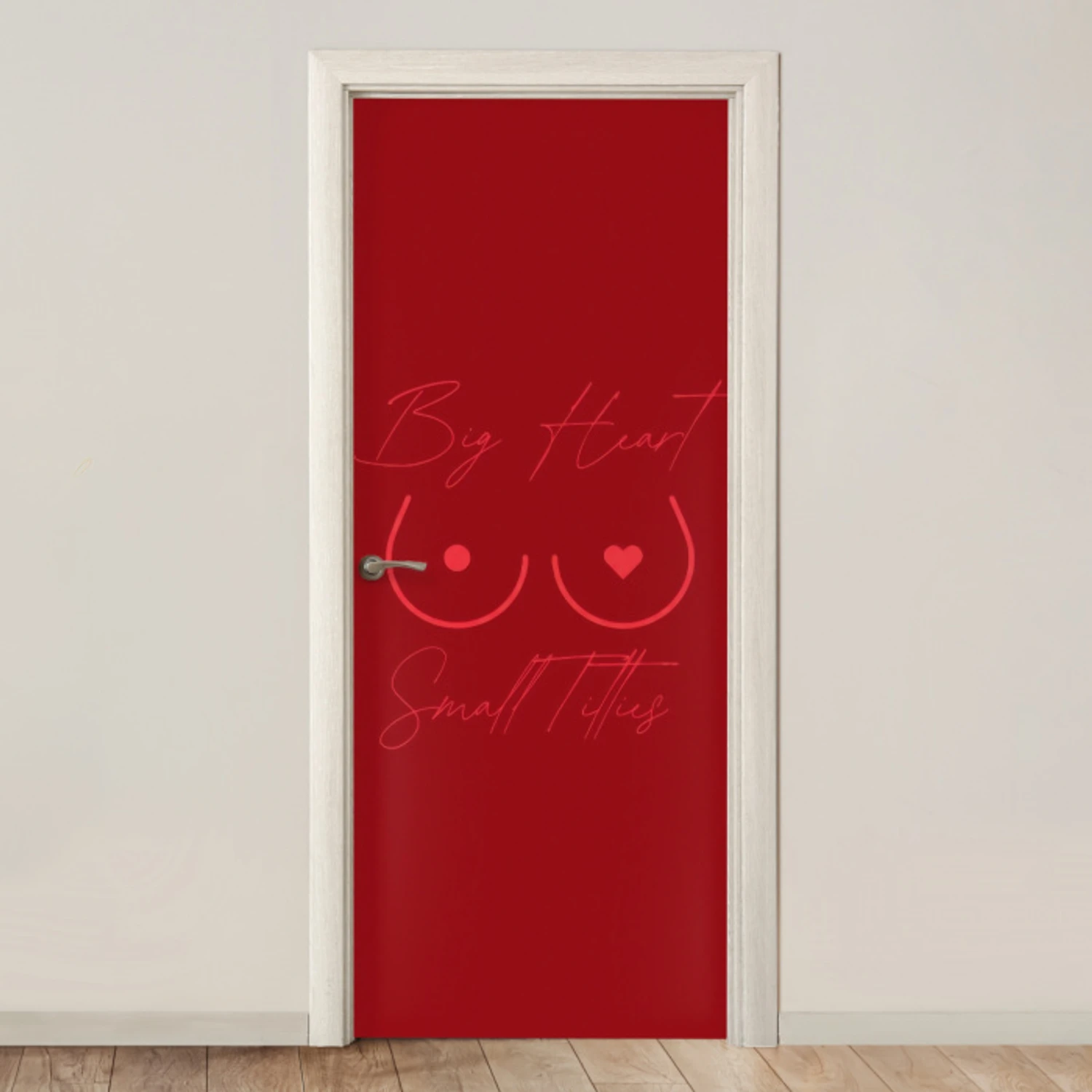 big heart small titties - Hart - Rood deurposter klein -3d_beige