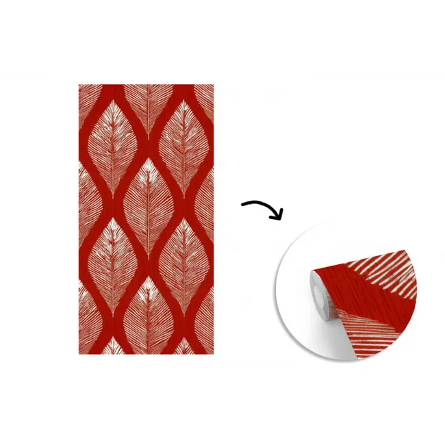 Bladeren - Rood - Elegant fotobehang vinyl groot -3d