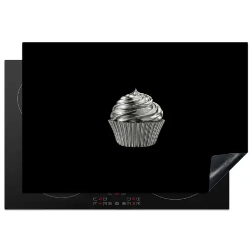 Cupcake - Luxueus - Zilver Inductie beschermer vinyl 3mm klein -3d