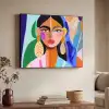 Portret - Vrouw - Modern Textielframe zwart klein -sfeer3