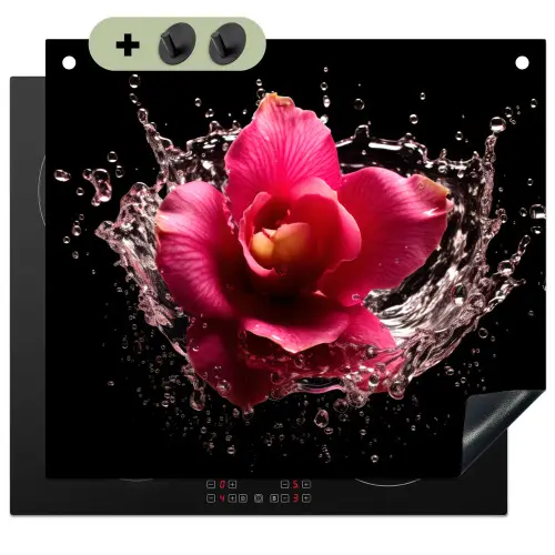 Bloemen - Roze - Water - Zwart - Botanisch - Natuur Inductie beschemer met haakjes middel -3d