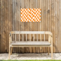 Golvend - Patroon - Oranje Tuinposter op houten frame 2 cm dik klein 845 -sfeer4