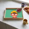 Jongen - Cartoon - Bril - Muts Dienblad Rechthoek middel -sfeer2