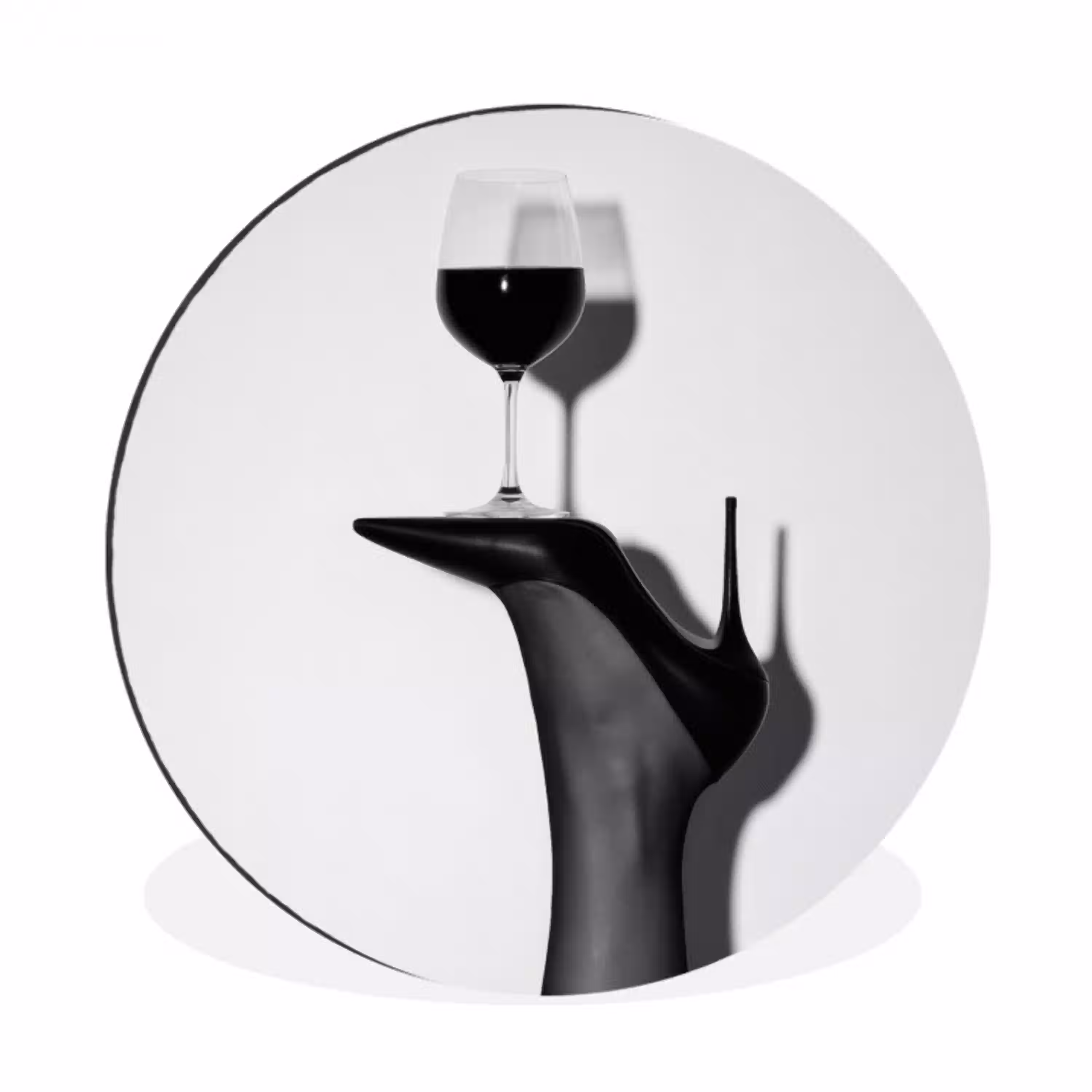 Hak - Wijn - Minimalistisch - Zwart Wandcirkel aluminium klein -3d