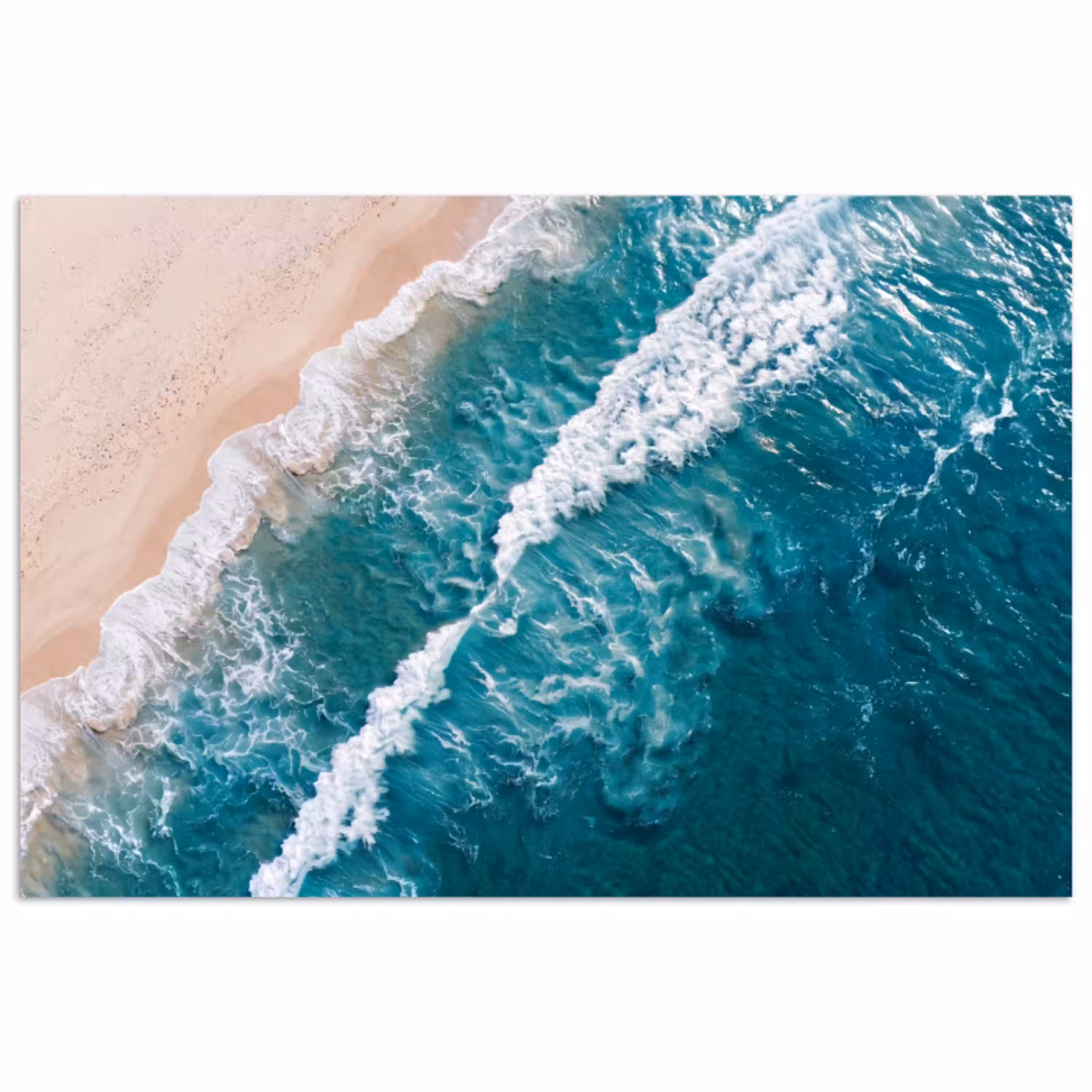Zee - Strand - Golven - Natuur - Blauw poster papier klein -3d