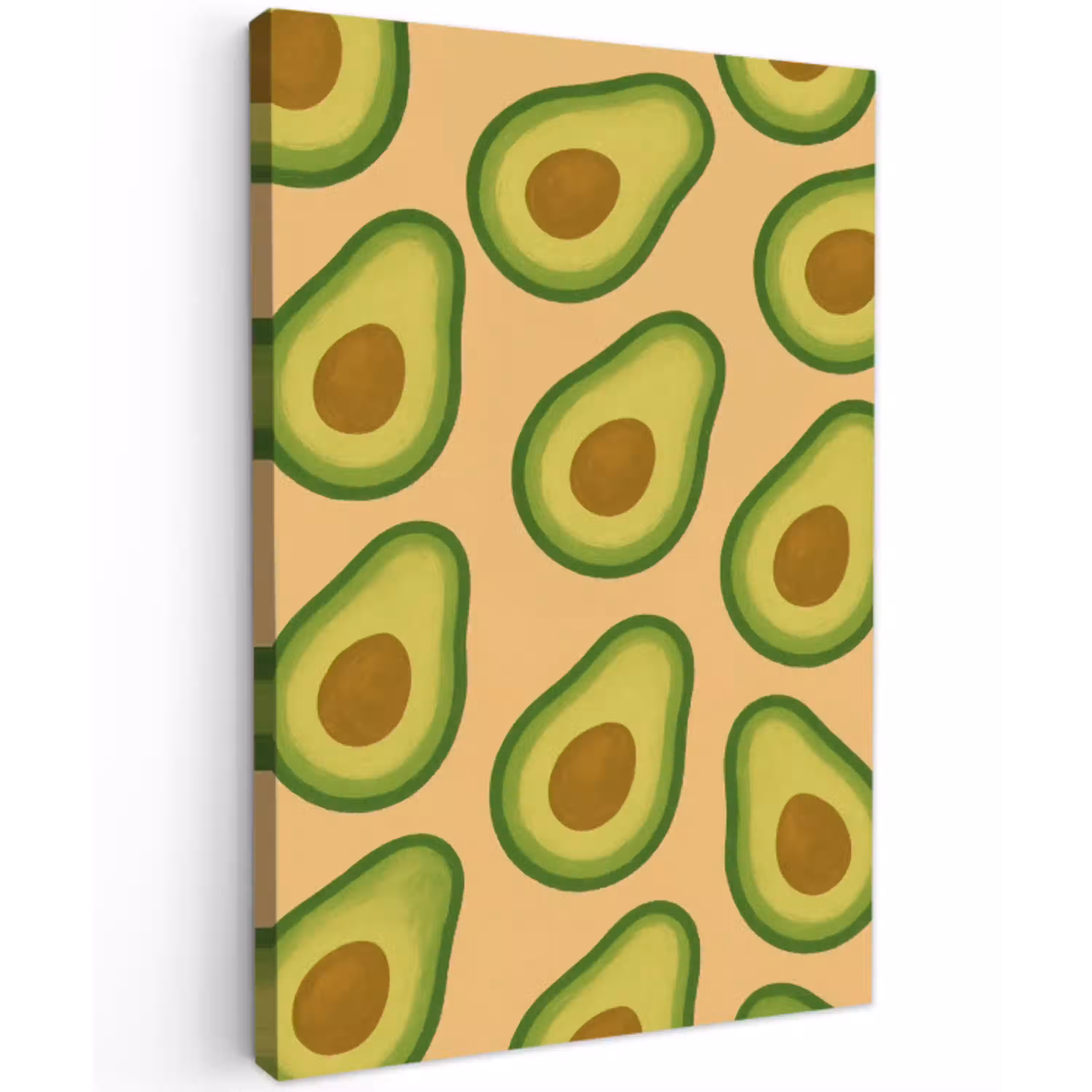 Avocado - Patroon - Groen - Pit Tuinposter op houten frame 2 cm dik middel -3d