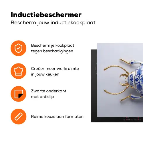 Kever - Delfts  - Blauw - Goud Inductie beschermer vinyl 3mm klein -zzzzzzz-td-ups