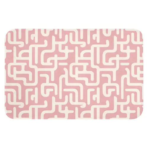 Doolhofpatroon - Roze - Wit - Abstract Badmat klein 997 -3d