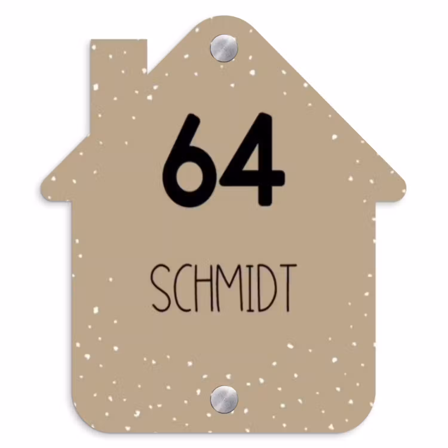 Namensschild Haustür Häuschen - Beige mit Polka Dots - Modern