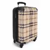 Beige ruitpatroon met visgraatlijnen in zwart en bruin NBS - Handbagage koffer - Kinderen Unisex middel -productfoto_3d