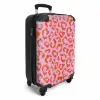 Dierenprints - Panterprint koffer in oranje en lichtroze NBS - Handbagage koffer - Kinderen Unisex middel -productfoto_3d