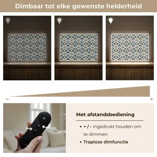 Tegel - Patroon - Blauw - Beige Light Box met batterij (Wandlamp) middel 907 -USP_dimbaarNL