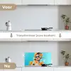 Bloemen - Vrouw - Zonnebril - Blauw keuken achterwand spatscherm klein -voor_na_NL