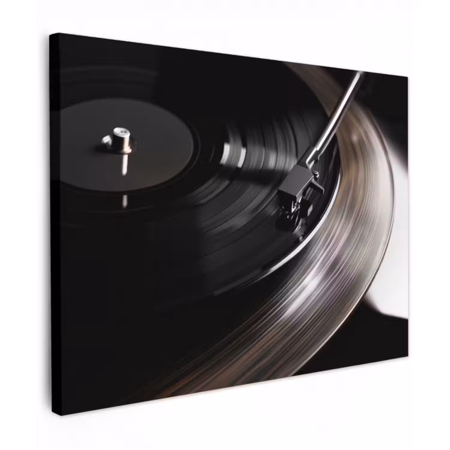 Leinwandbild - Nahaufnahme - Vinyl-Schallplattenspieler - Schwarz