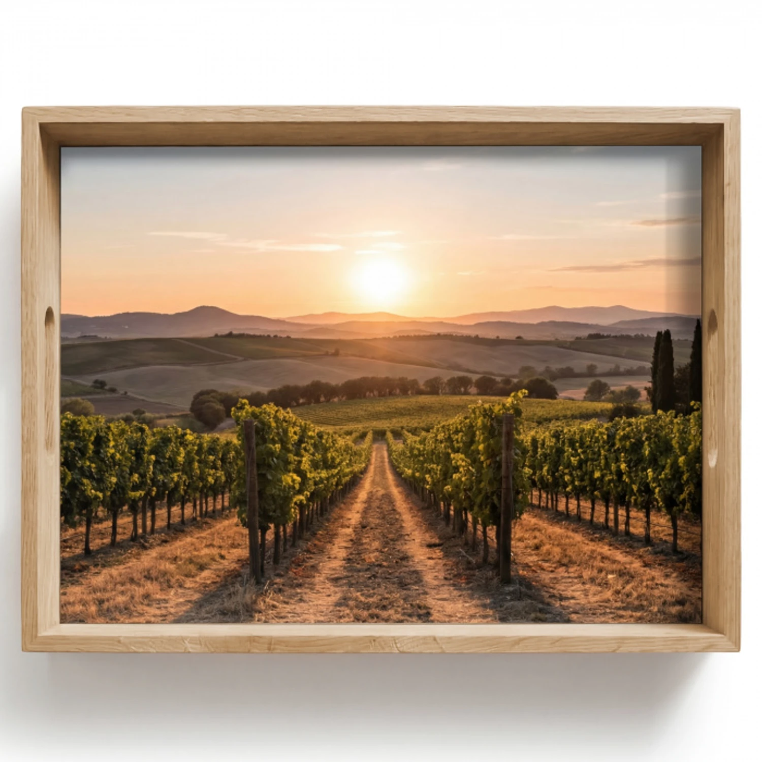Wijngaard - Zonsondergang - Landschap Dienblad Rechthoek middel -z3d_shopping