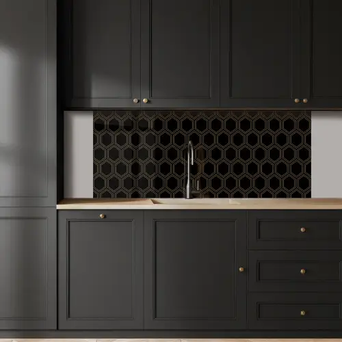 Zwart - Goud - Zeshoek keuken achterwand 2 middel 871 -sfeer1
