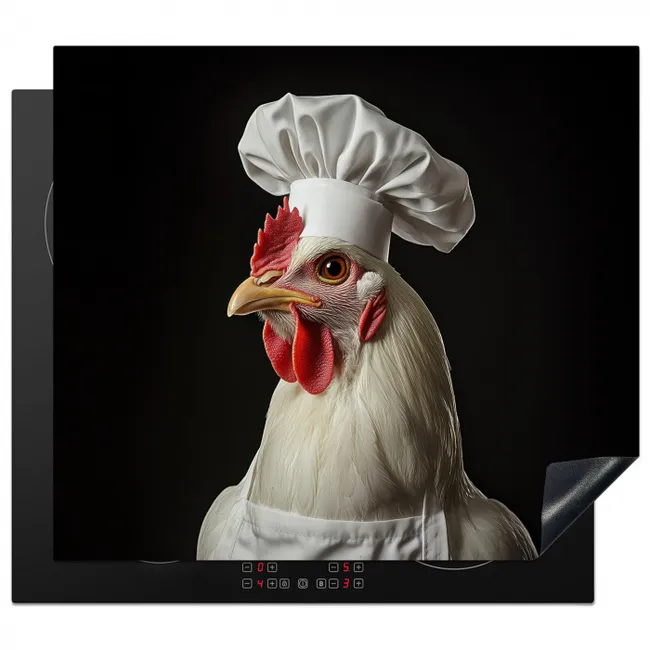 Kok - Rood - Kip Inductie beschermer vinyl 3mm middel -3d