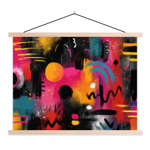 Kleurvlakken - Vormen - Kleurrijk - Abstract textielposter latten blank klein -3d