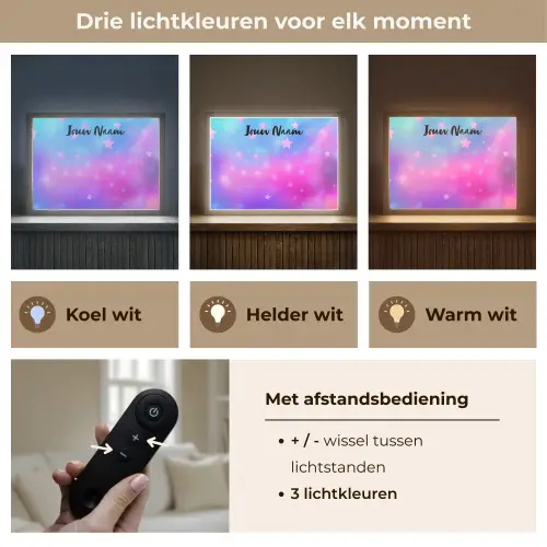 Sterren - Roze - Blauw Light Box met batterij (Wandlamp kind) middel -USP_lichtkleurNL