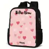 Hartjes - Patroon - Roze Rugzak - Zwart middel -schuin