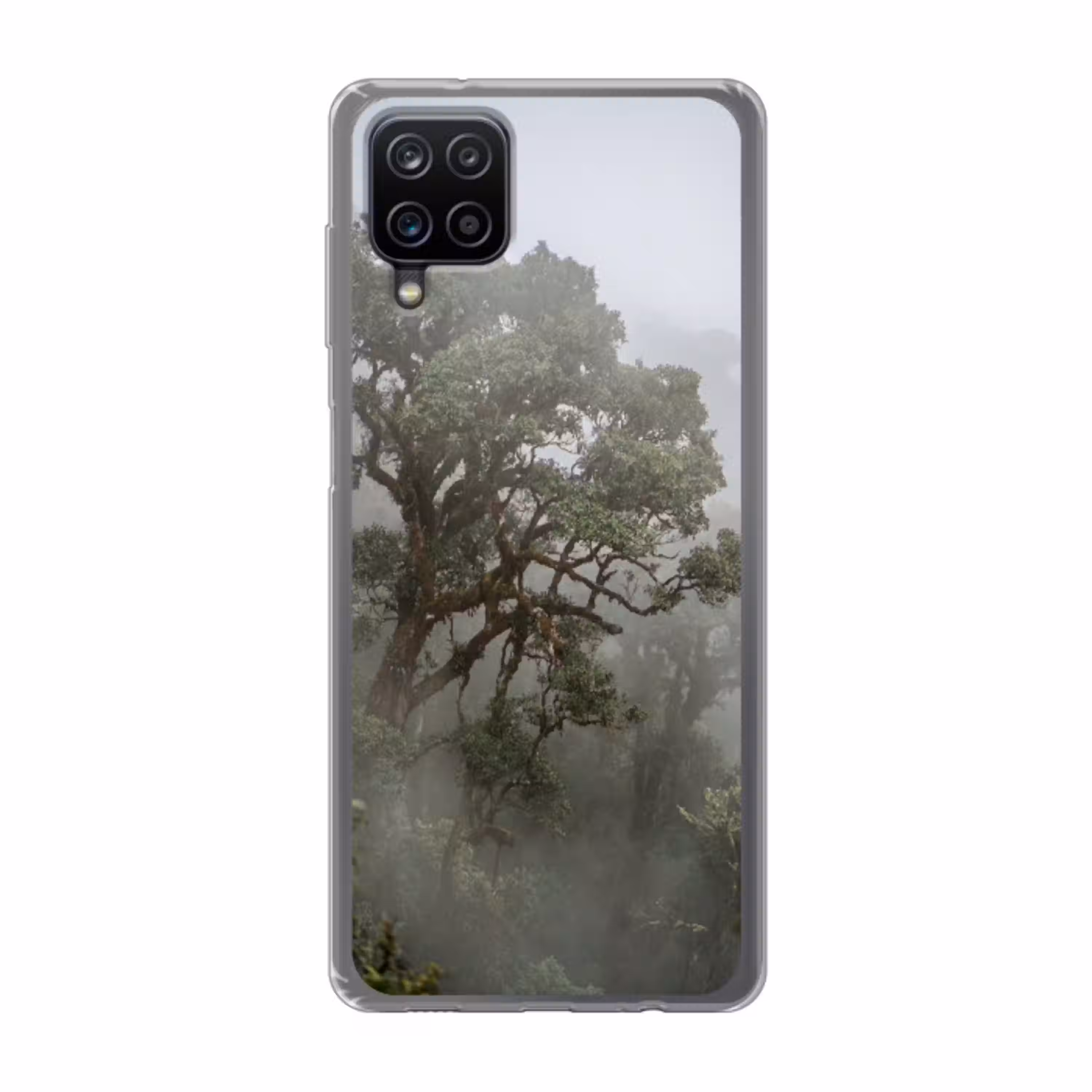 Boom - Mistig - Bos - Groen - Natuur Telefoonhoesje Samsung Galaxy A12 klein -3d