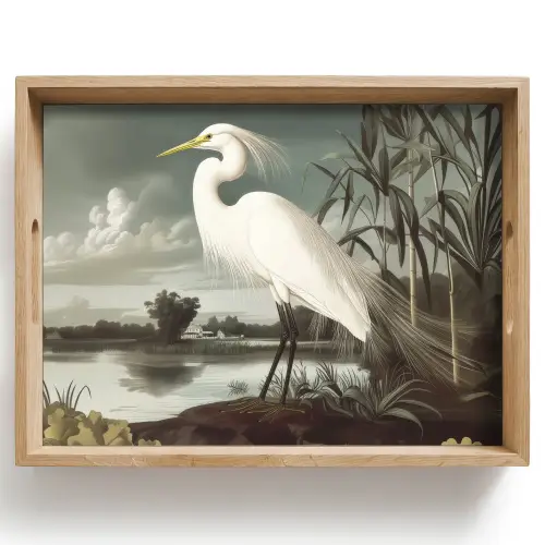Reiger - Planten - Wolken - Wit Dienblad Rechthoek middel -z3d_shopping
