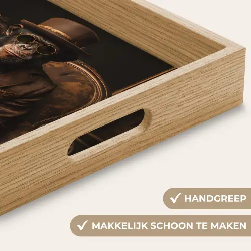 Chimpansee - Stoel - Pak - Bruin Dienblad Rechthoek middel -USP_HandgreepNL