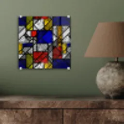 Mondriaan - Glas in lood - Oude Meesters - Kunstwerk - Abstract - Schilderij plexiglas 5mm klein -sfeer3