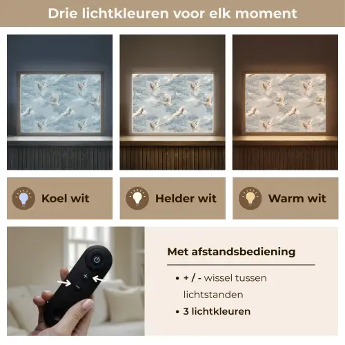 Wolken - Kraanvogels - Blauw Light Box met batterij (Wandlamp) middel 907 -USP_lichtkleurNL