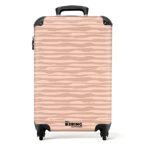 Horizontale strepen op beige achtergrond NBS - Handbagage koffer - Volwassenen Unisex middel -productfoto_recht