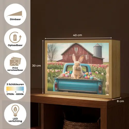 Konijn - Boerderij - Eieren Light Box met batterij (Wandlamp) middel -USP_websiteoverzichtNL
