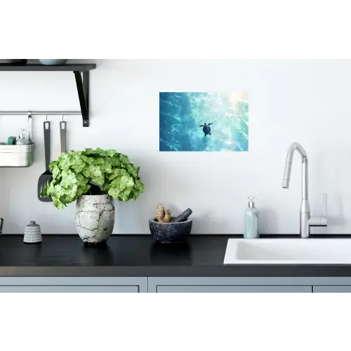 Schildpad - Zee - Blauw - Schittering Muursticker klein -keuken