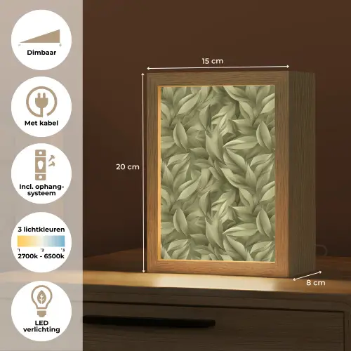 Bladeren - Modern - Groen Light Box met kabel (Tafellamp) klein 925 -USP_NL