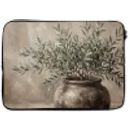 Olijfplant - Aardenpot - Abstract - Beige laptophoes neopreen klein -zkaufland3dotto