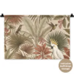 Tropisch - Vogels - Beige Wandkleed katoen klein -t3d_DE