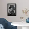 Hond - Krullen - Zonnebril - Wijn fotolijst zwart zonder passe partout klein -sfeer4