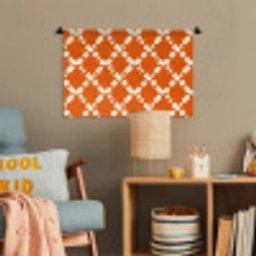 Oranje - Ruitpatroon - Wit Wandkleed katoen klein 269 -wsfeer4_kind