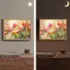 Tulpen - Sprookjesachtig - Kleurrijk Light Box met batterij (Wandlamp) middel -sfeer3