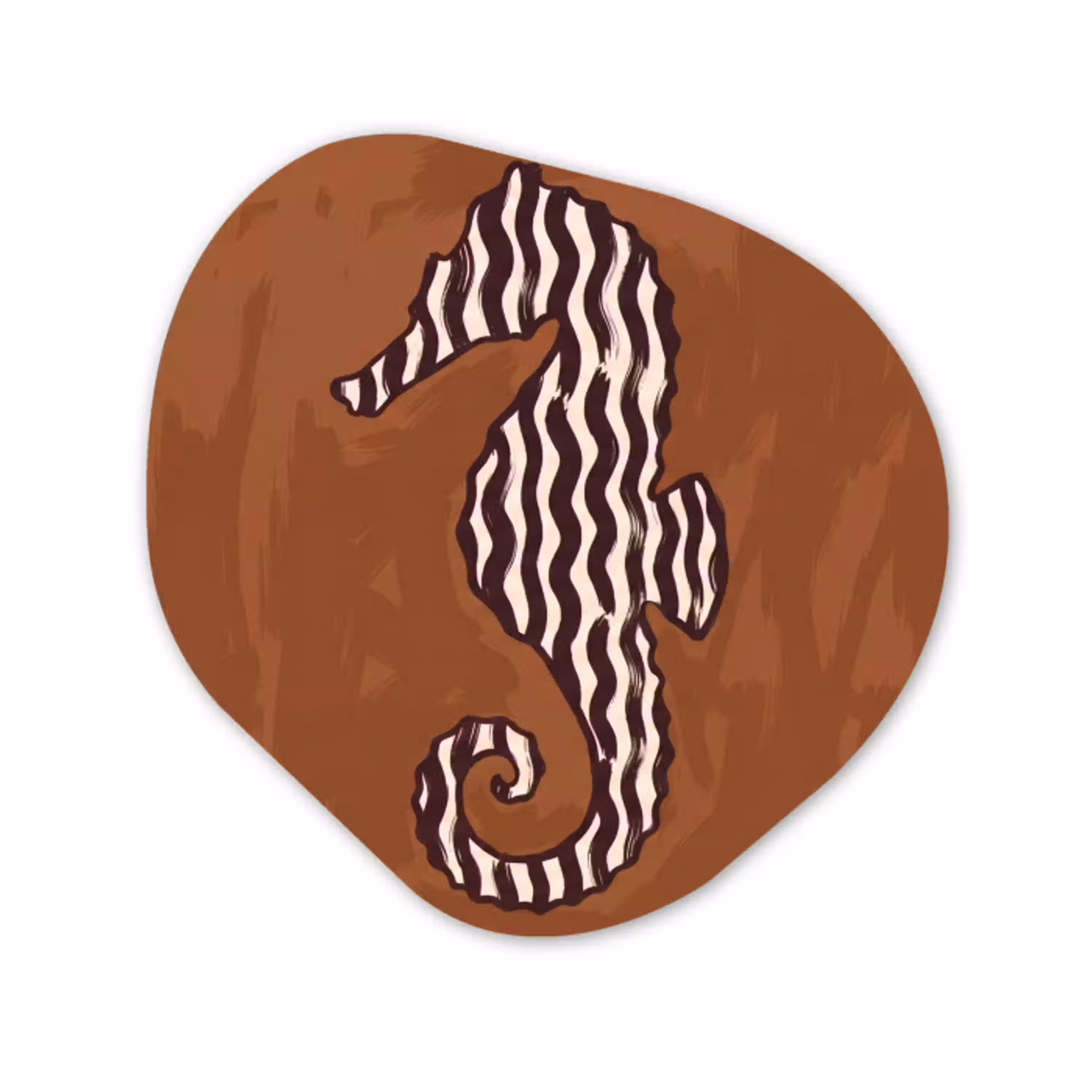 Dieren - Zeepaardje - Abstract - Bruin - Strepen Wandcirkel Organisch Forex 3mm klein -3d