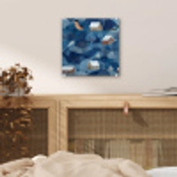 Huisjes - Vogels - Sneeuw - Winter - Blauw plexiglas 5mm klein 11 -sfeer4
