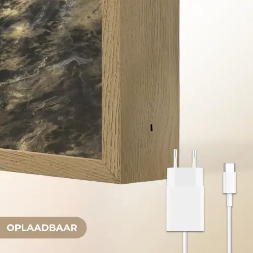 Marmer - Zwart - Goud Light Box met batterij (Wandlamp) middel 907 -USP_websiteoplaadbaarNL