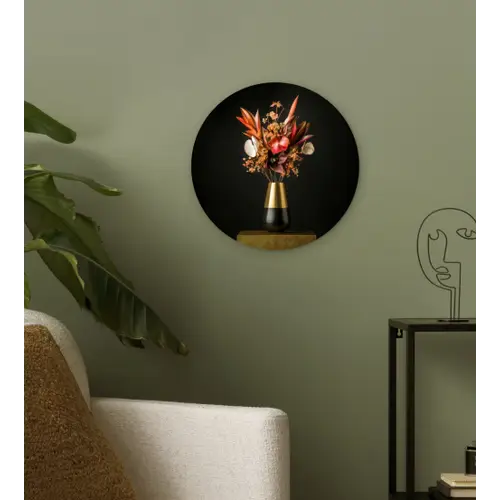 Exotisch - Boeket - Vaas - Goud Wandcirkel plexiglas klein -sfeer3